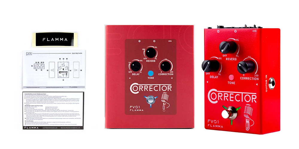 FLAMMA FV01 Vocal Effects Processor Pitch Correction with Delay Reverb Effects for Microphone Amplifier Stompbox Guitar