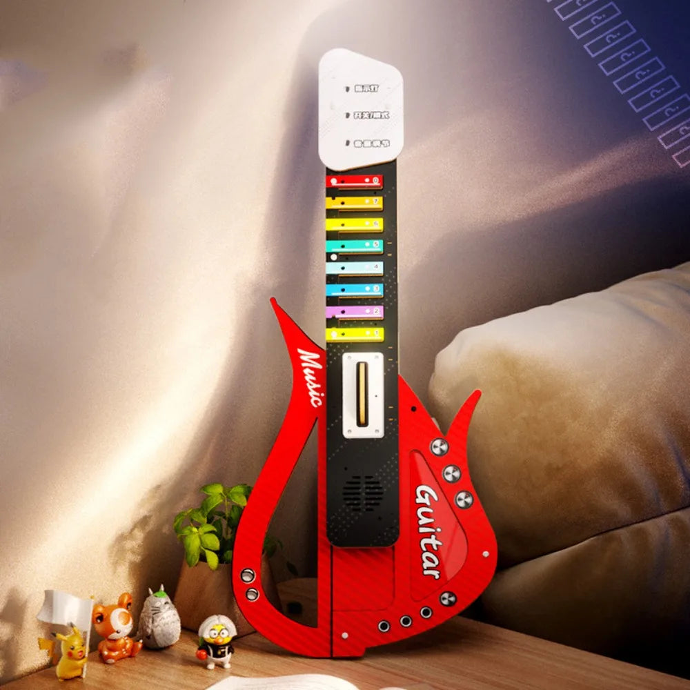 Wooden DIY Technology Electric Guitar DIY Assembly Sound Children's Music Guitar Interactive Portable Music Instrument