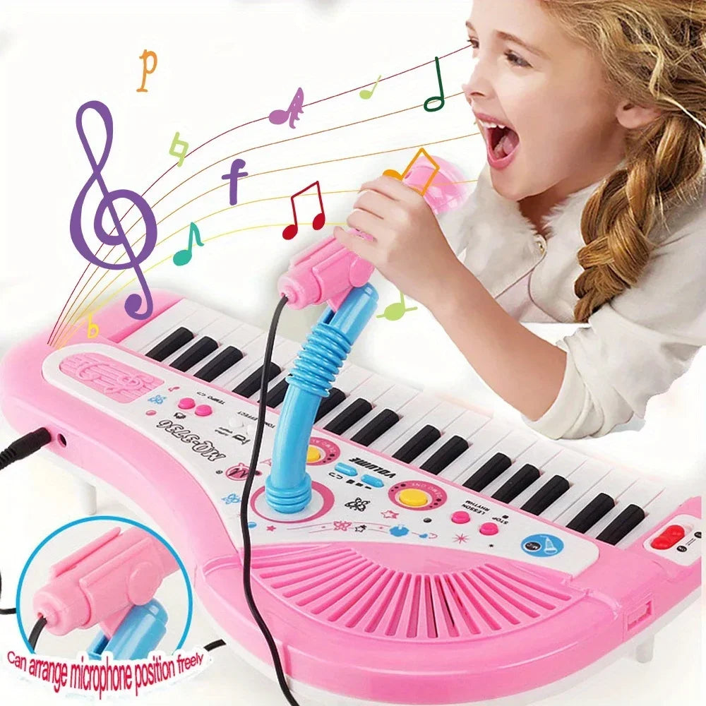 Kids Musical Piano 37 Key Electronic Keyboard Piano for Kids with Microphone Musical Instrument Educational Toys for Boys Gilrs