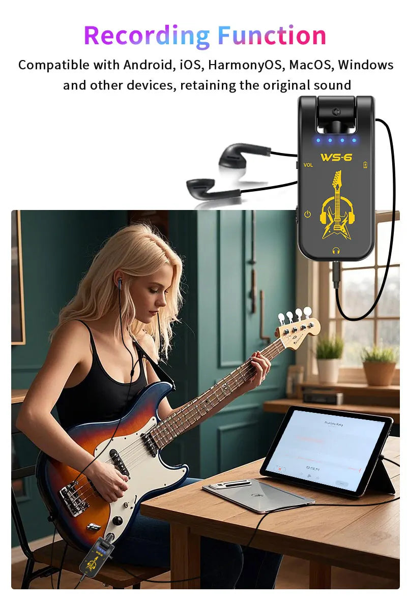 Guitar Mini Amplifier, Portable, Rotatable Audio Head, Rechargeable Battery for Guitar Practice