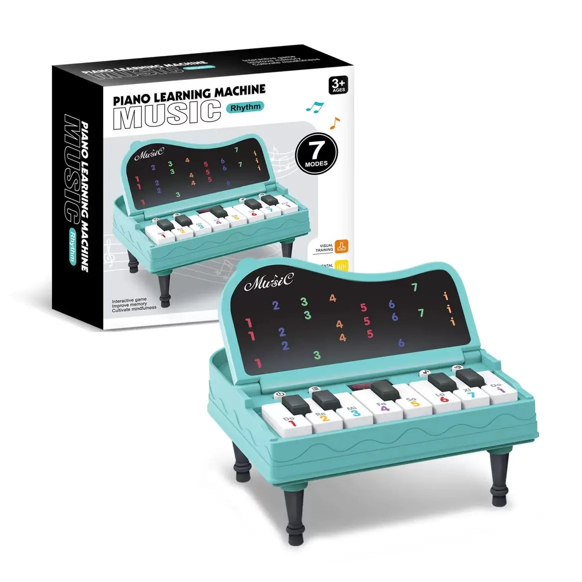 A handheld mini desktop piano with lights, music, electronic keyboard rhythm, and a game console for completing levels; a Montes