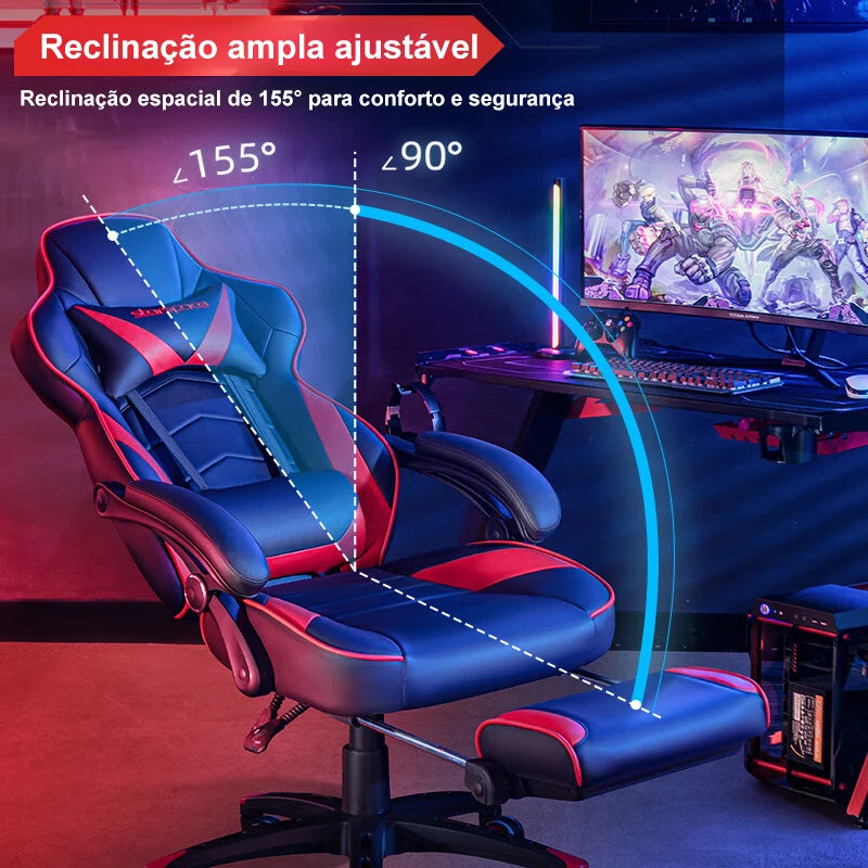 High-end Gaming Chair, Ergonomic, Height-adjustable, Flat, Foot-rest Chair (Black)