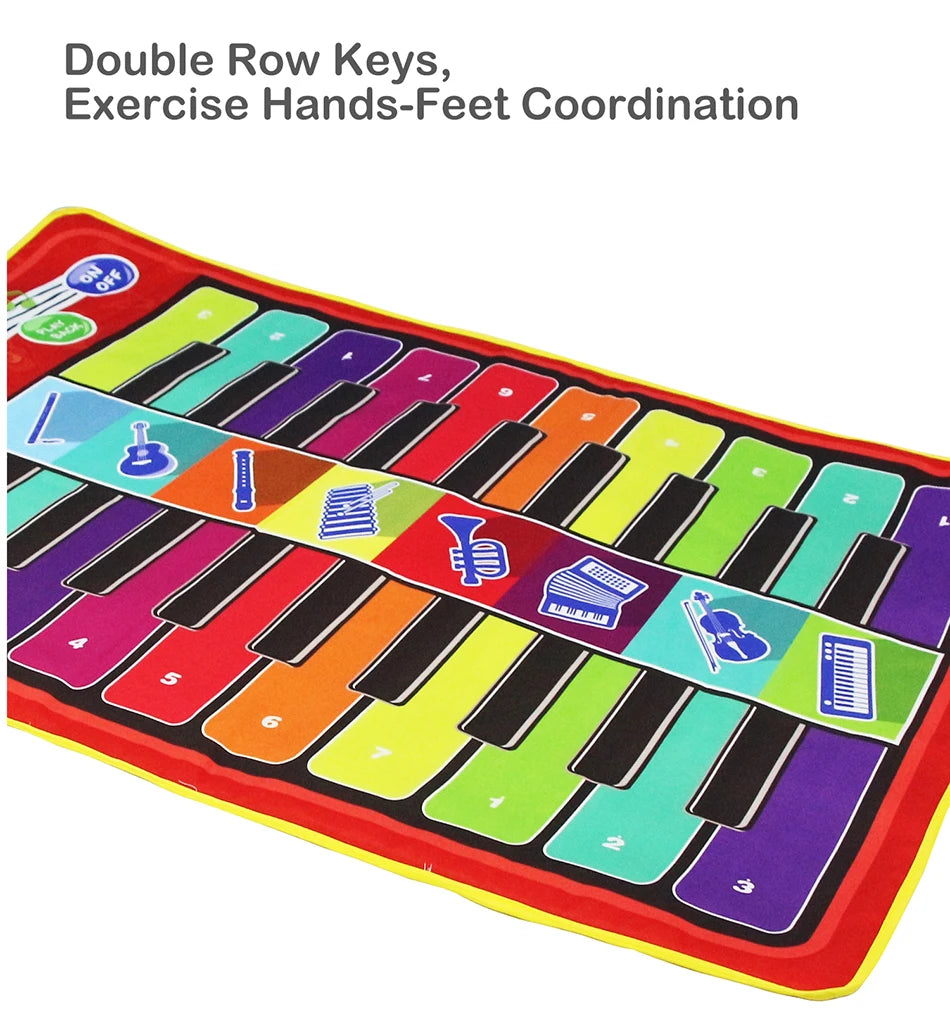 Kids Musical Piano Mat Duet Keyboard Play Mat 20 Keys Floor Piano with 8 Instrument Sound 5 Paly Modes Dance Pad Educatinal Toys