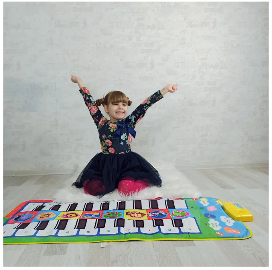 Kids Musical Piano Mat Duet Keyboard Play Mat 20 Keys Floor Piano with 8 Instrument Sound 5 Paly Modes Dance Pad Educatinal Toys