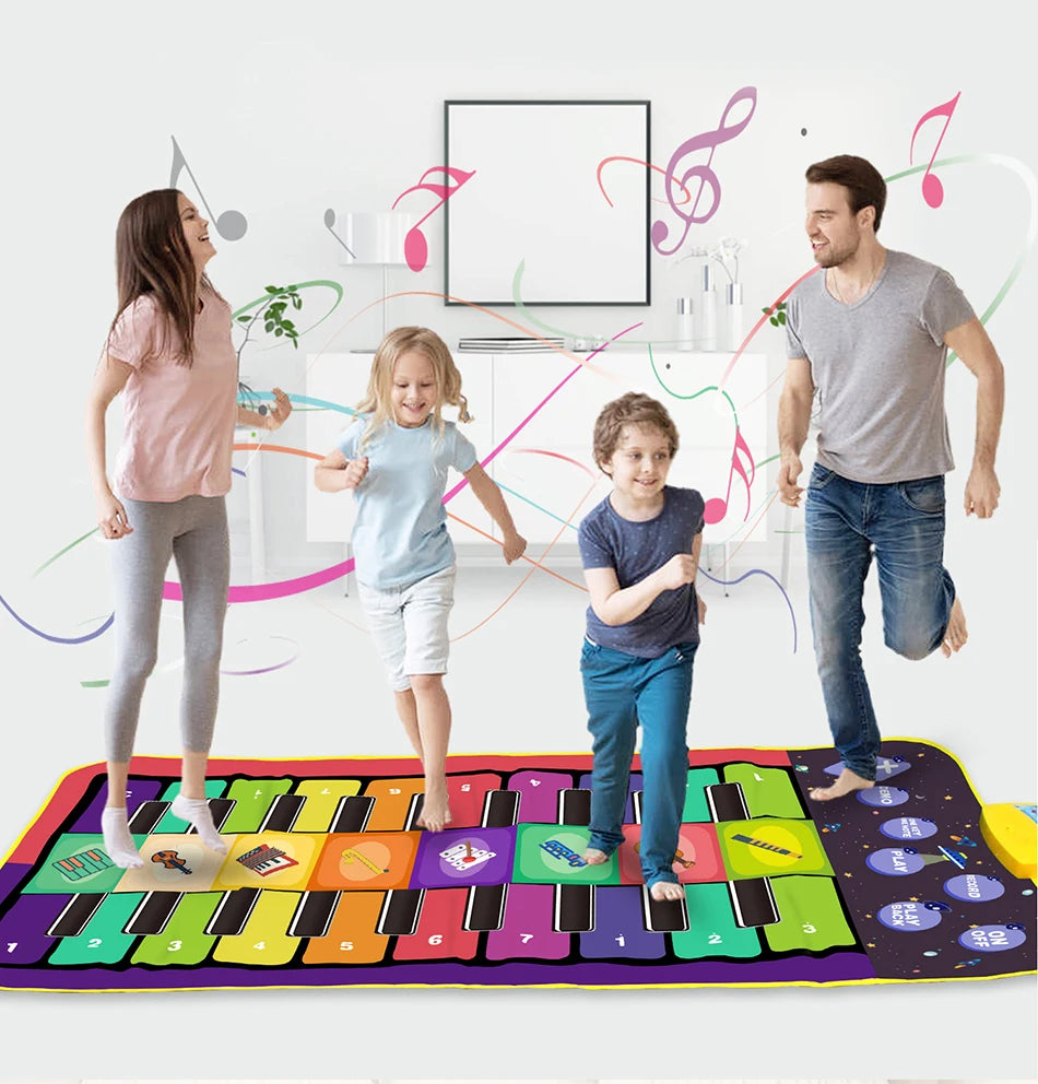 Kids Musical Piano Mat Duet Keyboard Play Mat 20 Keys Floor Piano with 8 Instrument Sound 5 Paly Modes Dance Pad Educatinal Toys