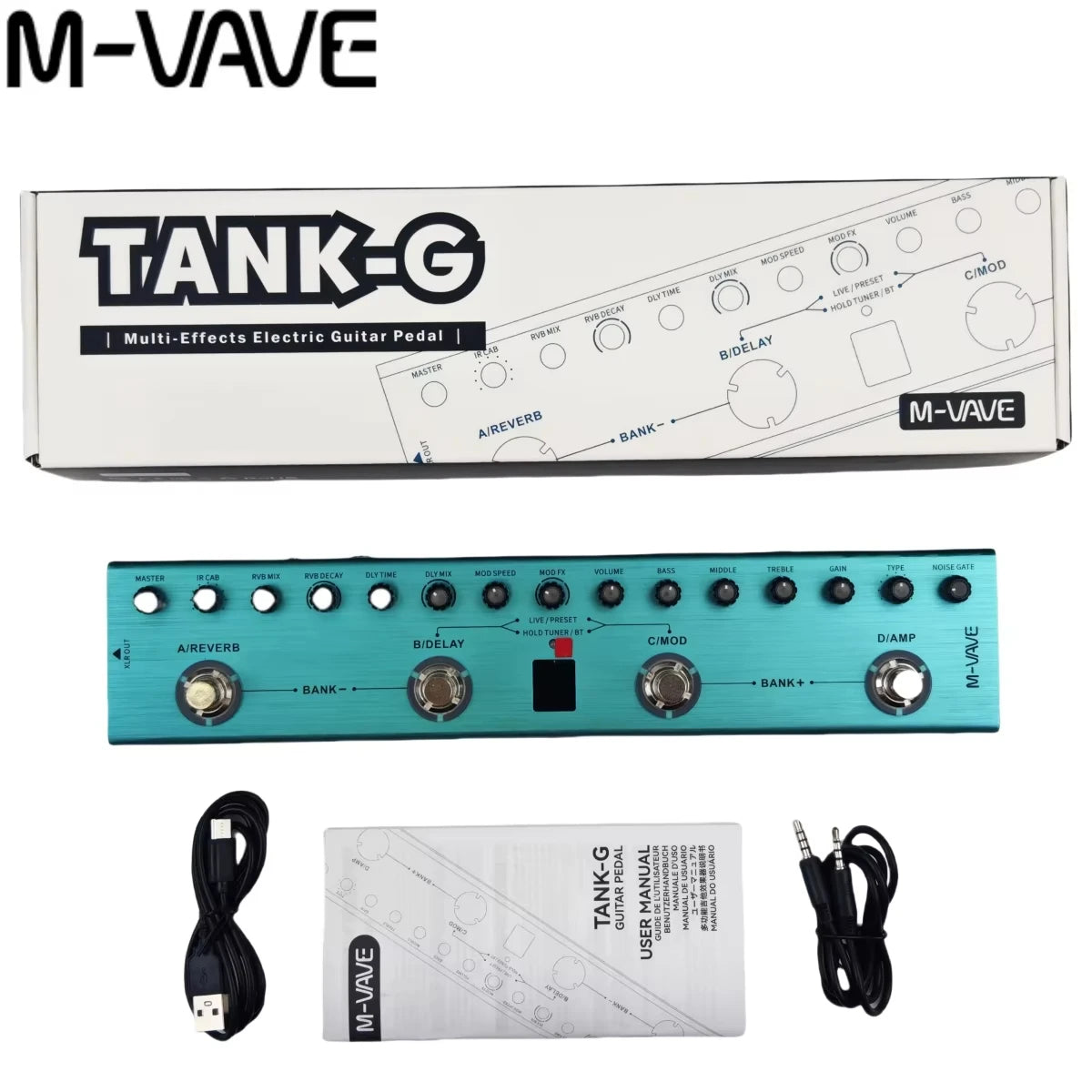 M-VAVE Tank-G/B  Pro Studio Rack/36 Presets + 8 IR Cabinets | 3D DSP Effects Chain W/ 48kHz USB-C Audio Interface