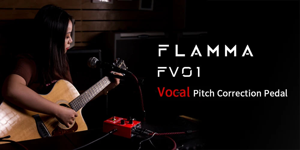 FLAMMA FV01 Vocal Effects Processor Pitch Correction with Delay Reverb Effects for Microphone Amplifier Stompbox Guitar