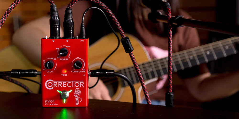 FLAMMA FV01 Vocal Effects Processor Pitch Correction with Delay Reverb Effects for Microphone Amplifier Stompbox Guitar