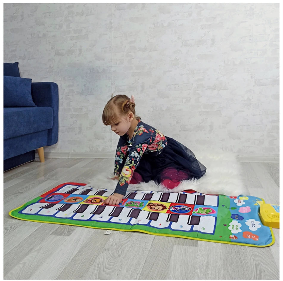 Kids Musical Piano Mat Duet Keyboard Play Mat 20 Keys Floor Piano with 8 Instrument Sound 5 Paly Modes Dance Pad Educatinal Toys