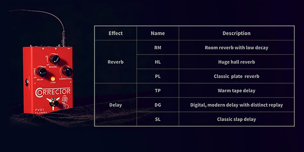 FLAMMA FV01 Vocal Effects Processor Pitch Correction with Delay Reverb Effects for Microphone Amplifier Stompbox Guitar