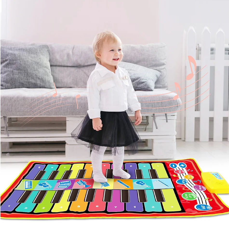 Kids Musical Piano Mat Duet Keyboard Play Mat 20 Keys Floor Piano with 8 Instrument Sound 5 Paly Modes Dance Pad Educatinal Toys
