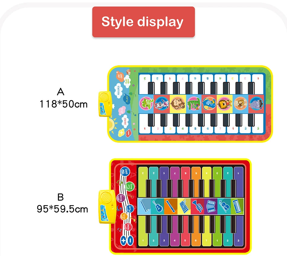 Kids Musical Piano Mat Duet Keyboard Play Mat 20 Keys Floor Piano with 8 Instrument Sound 5 Paly Modes Dance Pad Educatinal Toys