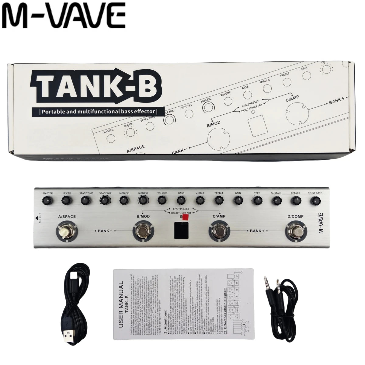 M-VAVE Tank-G/B  Pro Studio Rack/36 Presets + 8 IR Cabinets | 3D DSP Effects Chain W/ 48kHz USB-C Audio Interface