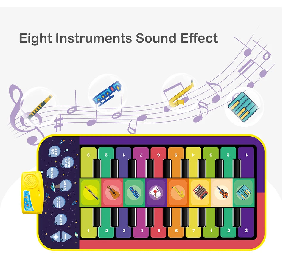 Kids Musical Piano Mat Duet Keyboard Play Mat 20 Keys Floor Piano with 8 Instrument Sound 5 Paly Modes Dance Pad Educatinal Toys