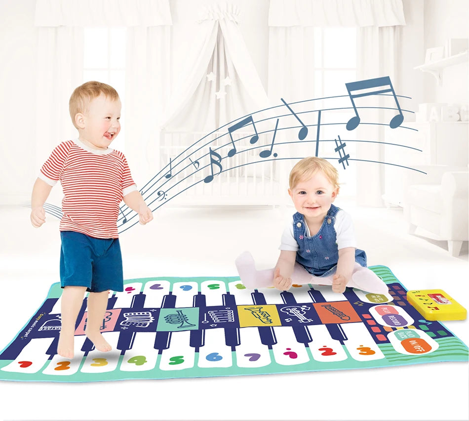 Kids Musical Piano Mat Duet Keyboard Play Mat 20 Keys Floor Piano with 8 Instrument Sound 5 Paly Modes Dance Pad Educatinal Toys