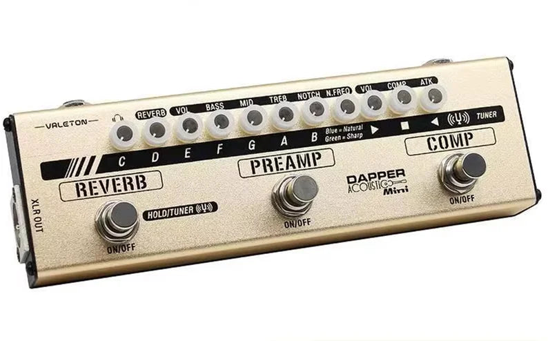 Valeton Dapper Electric Guitar Effects Single-Board Pre-Amplifier Distortion Overload Compression Reverb DI Box for Bass Players