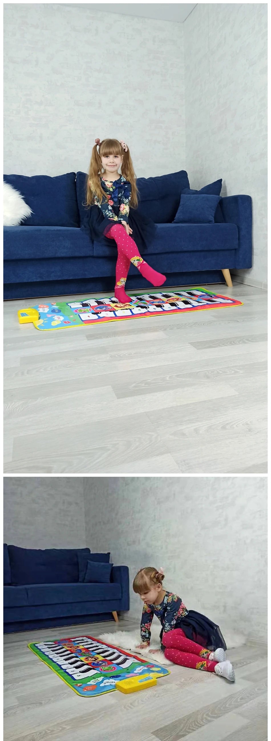 Kids Musical Piano Mat Duet Keyboard Play Mat 20 Keys Floor Piano with 8 Instrument Sound 5 Paly Modes Dance Pad Educatinal Toys