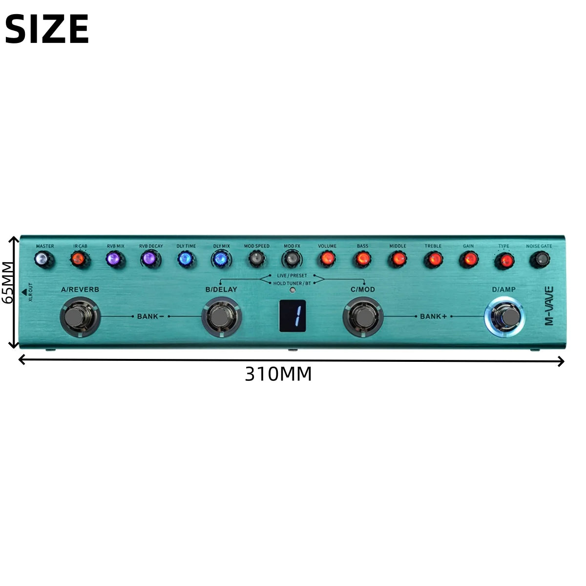 M-VAVE Tank-G/B  Pro Studio Rack/36 Presets + 8 IR Cabinets | 3D DSP Effects Chain W/ 48kHz USB-C Audio Interface