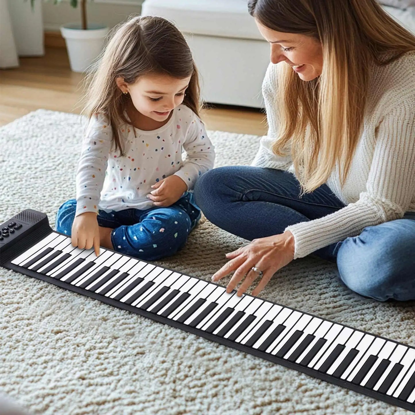 Pogolab 88 Keys Roll Up Keyboard Piano Portable Electric Foldable Piano with Sustain Pedal 14 Songs 128 Tones 128 Rhythms