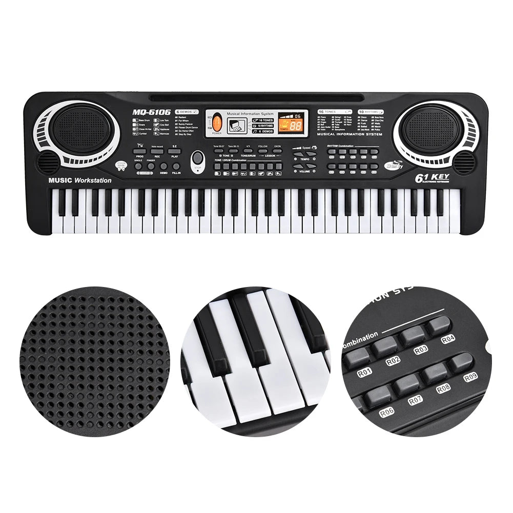 Electric Piano Musical Instruments  61‑Key Electric Digital Key Board Piano Musical Instruments Kids  with Microphone