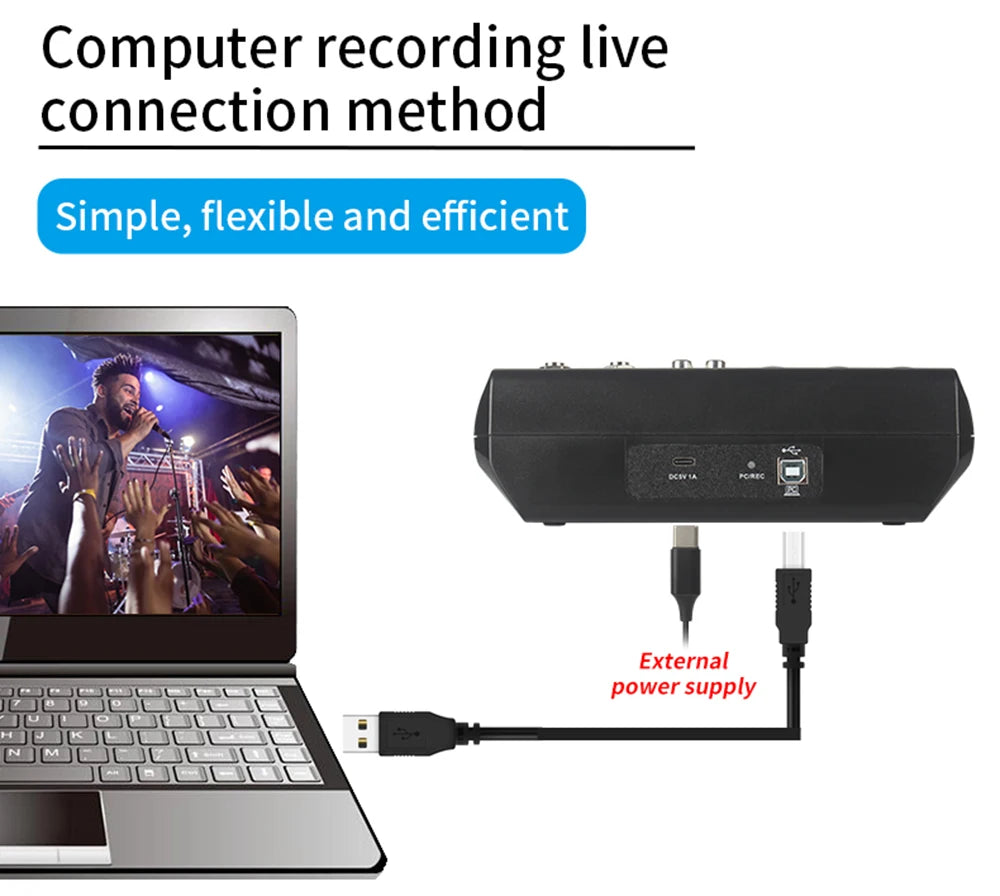 HD A4 A5 Sound Card Mixing Console Mixer Professional Audio 4 5 Channel Sound Mixer For Live Streaming DJ Audio Equipment