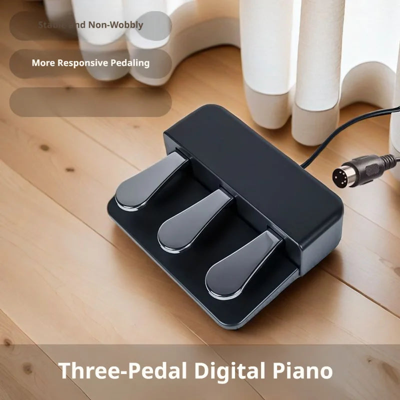 Piano sustain pedal, three foot electronic piano synthesizer, MIDI keyboard, foot pedal accessories