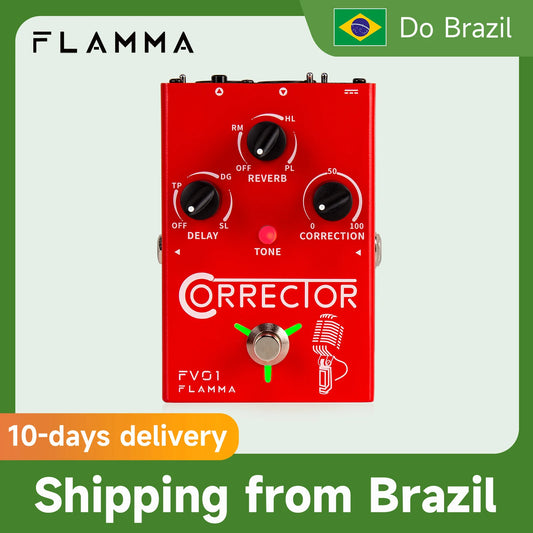 FLAMMA FV01 Vocal Effects Processor Pitch Correction with Delay Reverb Effects for Microphone Amplifier Stompbox Guitar
