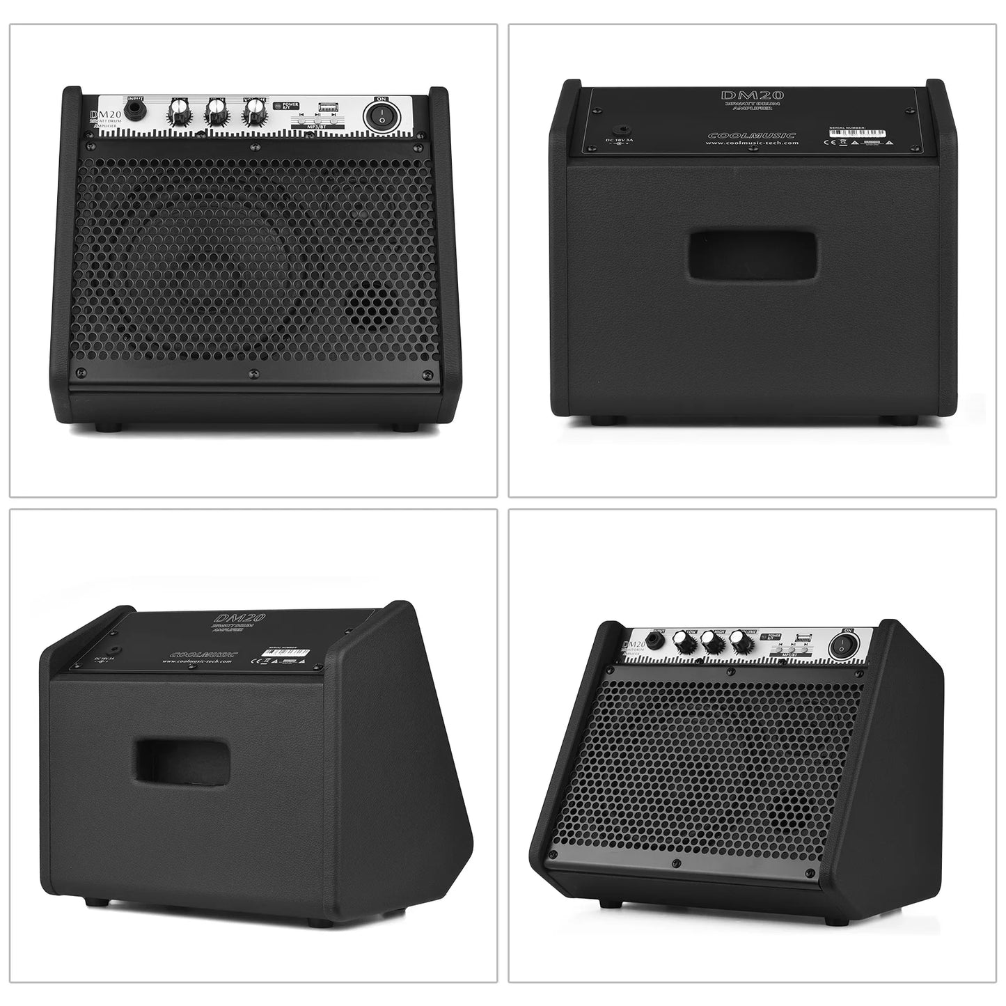 COOLMUSIC DM20 20W Electric Drum Amplifier Keyboard Amp Wireless BT Speaker 2-Band EQ Supports USB MP3 Player Function