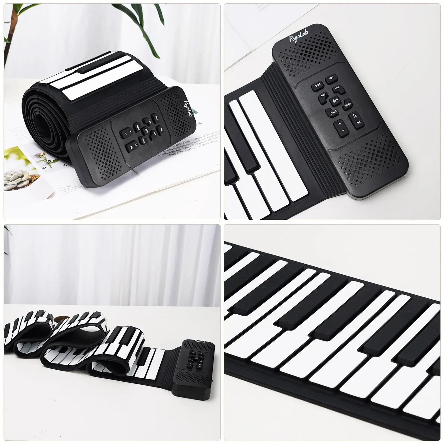 Pogolab 88 Keys Roll Up Keyboard Piano Portable Electric Foldable Piano with Sustain Pedal 14 Songs 128 Tones 128 Rhythms