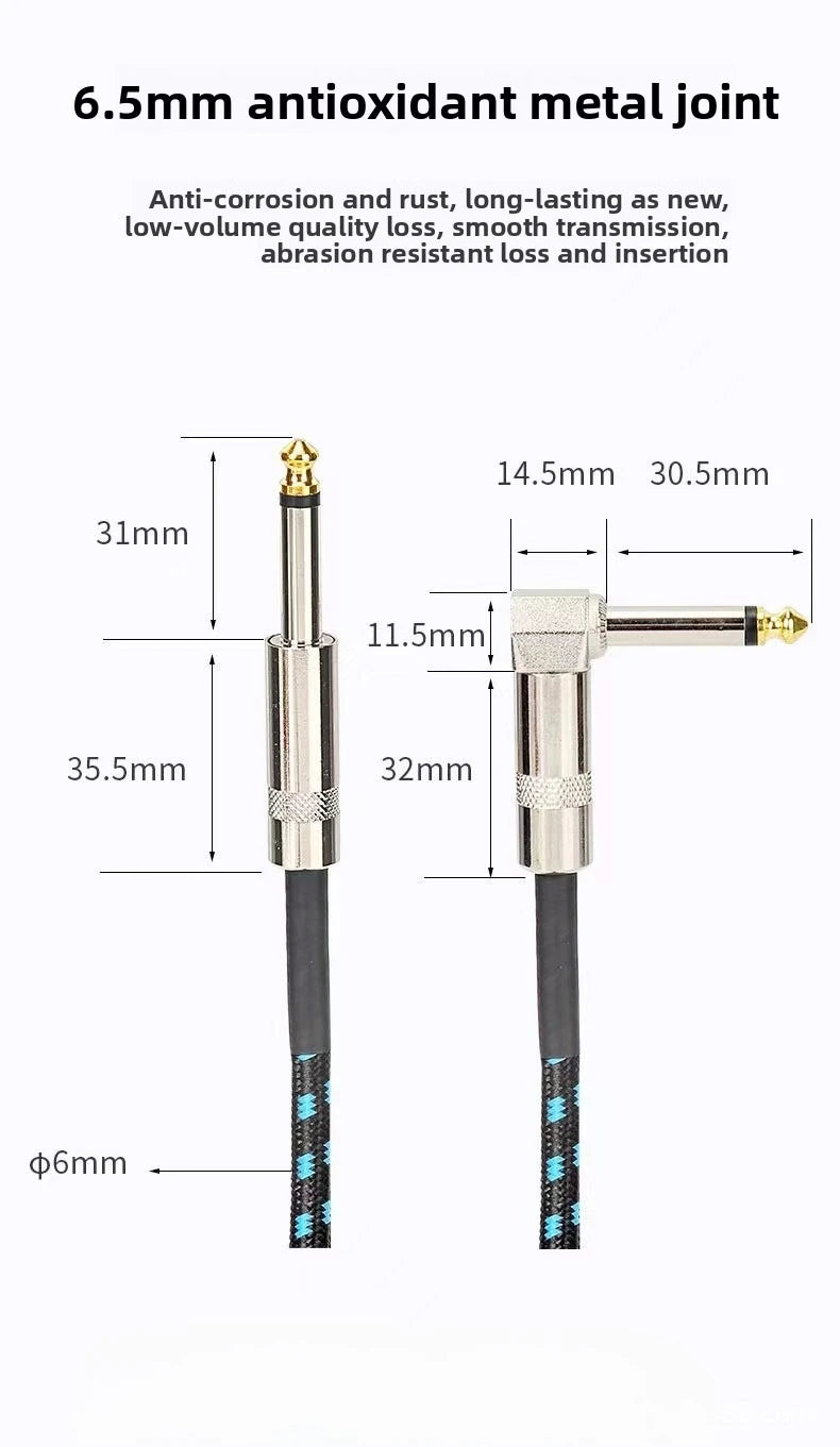 Guitar Cable1.5m/3m/5m/10m Electronic Instrument Cable Straight Elbow Bass Amplifier Cable Electric Guitar Bass Audio Mono Cable