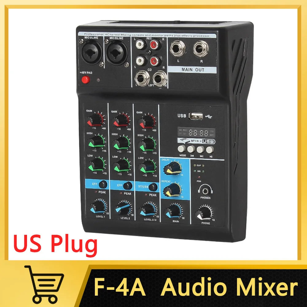 HD A4 A5 Sound Card Mixing Console Mixer Professional Audio 4 5 Channel Sound Mixer For Live Streaming DJ Audio Equipment