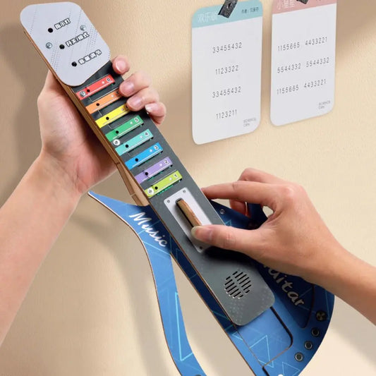 Wooden DIY Technology Electric Guitar DIY Assembly Sound Children's Music Guitar Interactive Portable Music Instrument