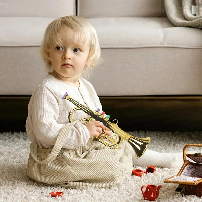 Children toy trumpet Musical Instrument three-tone trumpet Simulated Musical Brass Instruments Horn play house music equipment