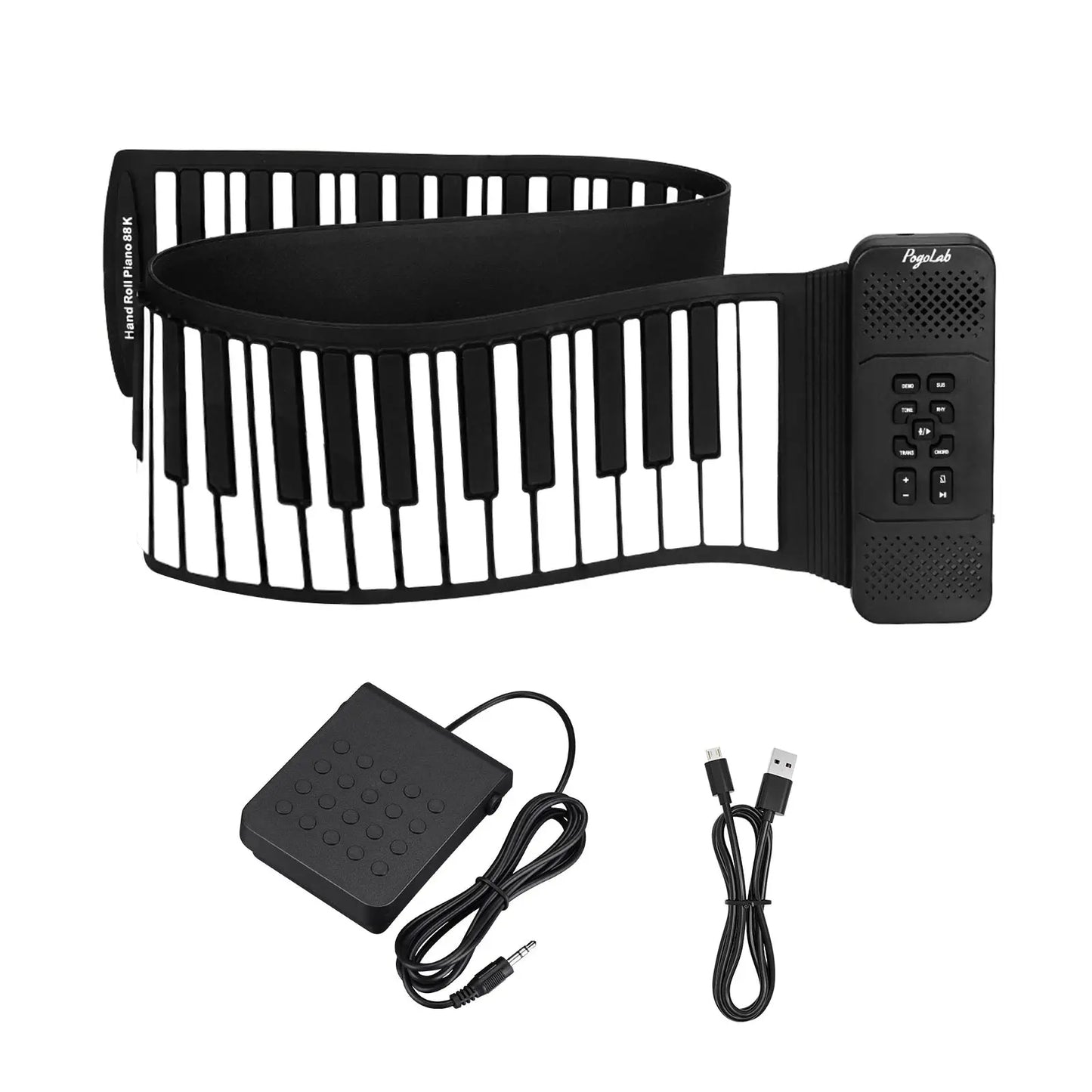 Pogolab 88 Keys Roll Up Keyboard Piano Portable Electric Foldable Piano with Sustain Pedal 14 Songs 128 Tones 128 Rhythms