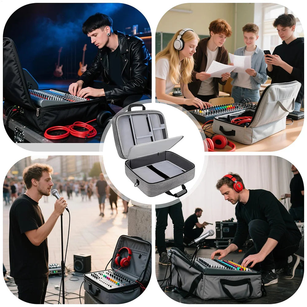 Audio Mixer Bag Large Recording Equipment Bag with Adjustable Storage Sound DJ Mixer Protective Bag Compact Audio DJ Mixer Case