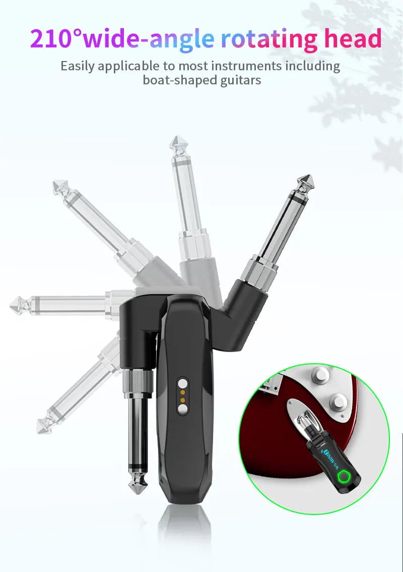 2.4GHz Mini Wireless Guitar System Rechargeable Audio Wireless Guitar Transmitter Receiver for Guitar Bass Electric Instruments