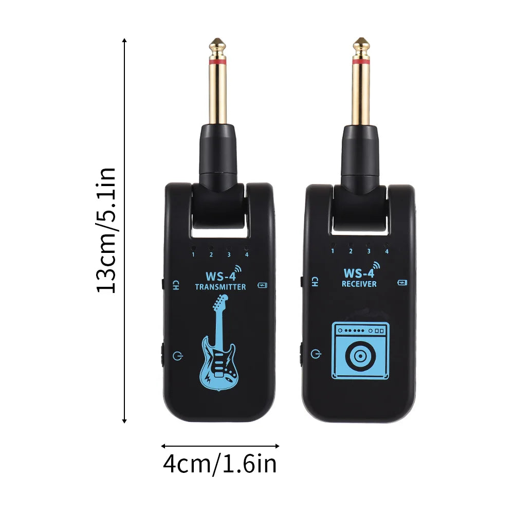 2.4G Wireless Guitar System Rechargeable Guitar Transmitter Receiver Set  for Electric Guitar Bass Electric Wind Instruments