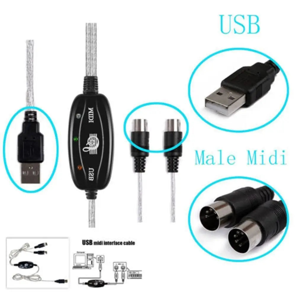 for Electric Piano for Keyboard PC USB In Out Audio Music Line Drum Adapter MIDI Cable USB IN-OUT Converter MIDI to USB Cable