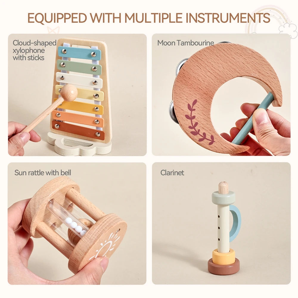 Musical Instruments Montessori Music Baby 0 12 Months Toys Drum Xylophone Kids Early Educational Wooden Instruments Baby Toys