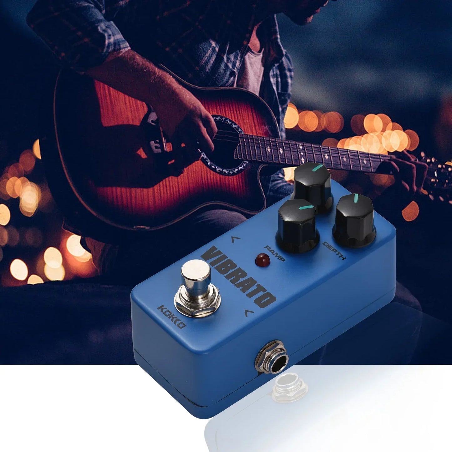KOKKO FVB2 Vibrato/Tremolo Guitar Effect Pedal – True Bypass, Analog Modulation Stompbox for Electric Guitar Effect Pedal