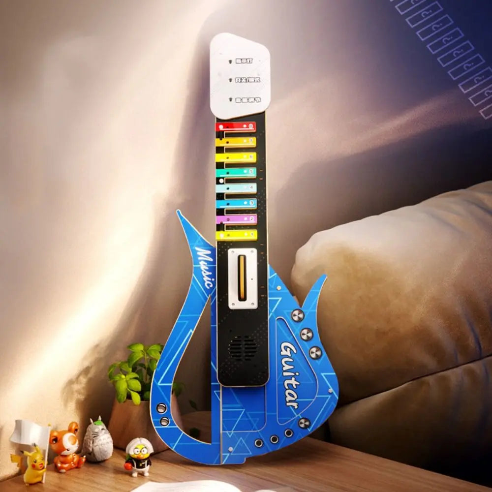 Wooden DIY Technology Electric Guitar DIY Assembly Sound Children's Music Guitar Interactive Portable Music Instrument