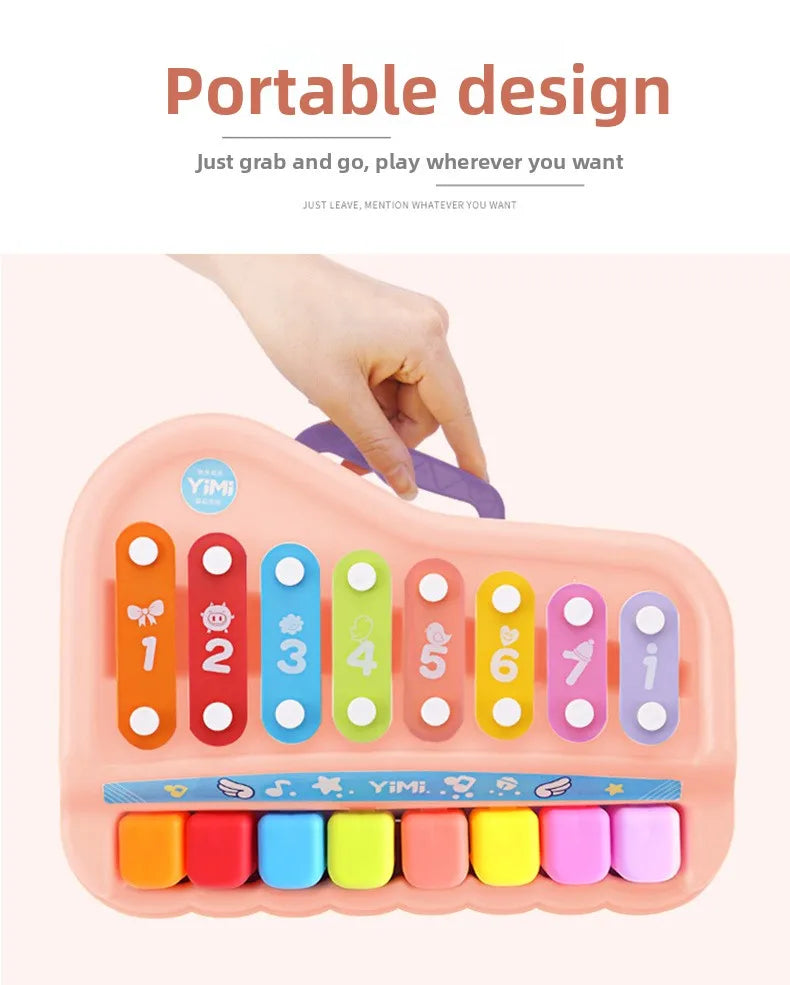 8-Note Xylophone Piano 2-in-1 Early Educational Musical Toy with Mallets for Baby Toddlers Montessori Learning Instrument Girls