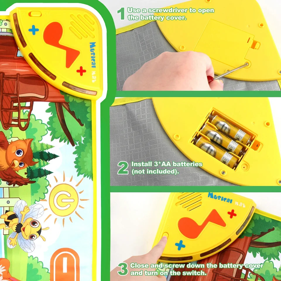Kids Musical Piano Mat with 8 Animal Sounds Toddlers Floor Keyboard Dance Mat Baby Mat Musical Carpet Educational Toy Kids Gifts