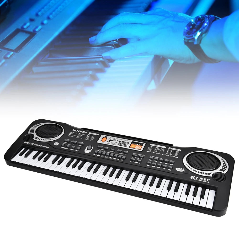 Electric Piano Musical Instruments  61‑Key Electric Digital Key Board Piano Musical Instruments Kids  with Microphone