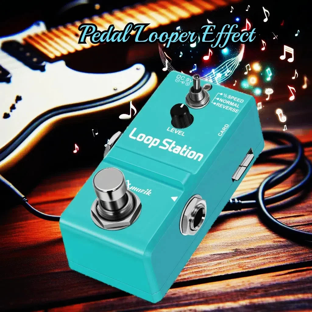 Amuzik Guitar Bass Keyboard Rhythm Looper Pedal Effect Loop Station Unlimited Overdub 10 Minutes Recording Memory Card Supported