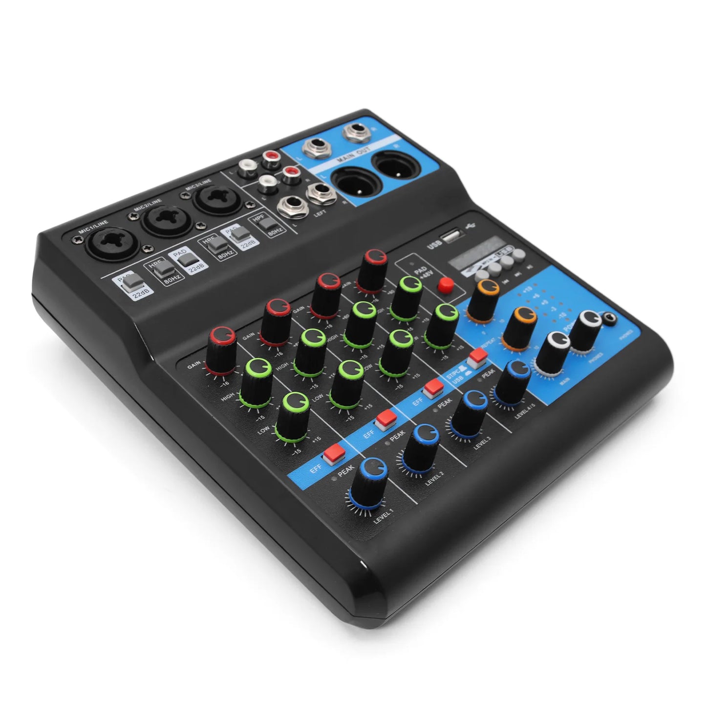 HD A4 A5 Sound Card Mixing Console Mixer Professional Audio 4 5 Channel Sound Mixer For Live Streaming DJ Audio Equipment