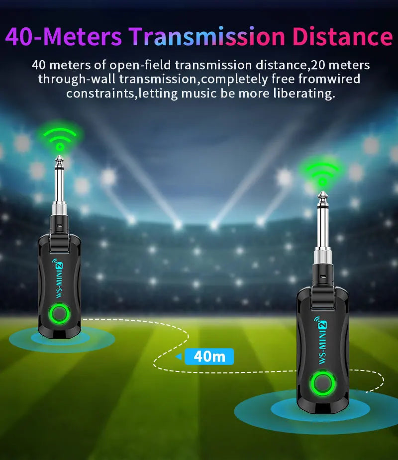 2.4GHz Mini Wireless Guitar System Rechargeable Audio Wireless Guitar Transmitter Receiver for Guitar Bass Electric Instruments