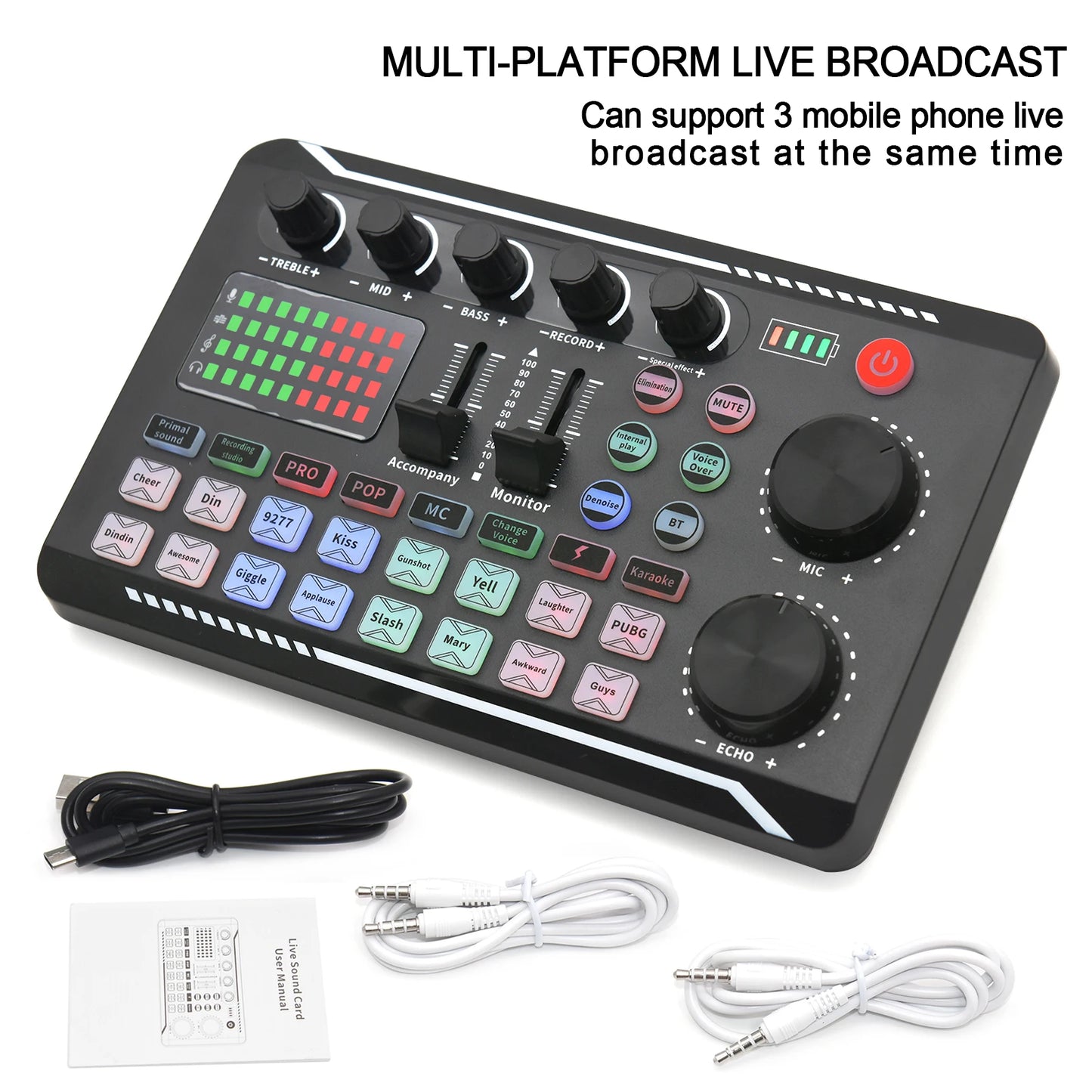 F998 Sound Card Microphone Sound Mixer Sound Card Audio Mixing Console Amplifier Live Music Mixer Amplifier Dj Equipment