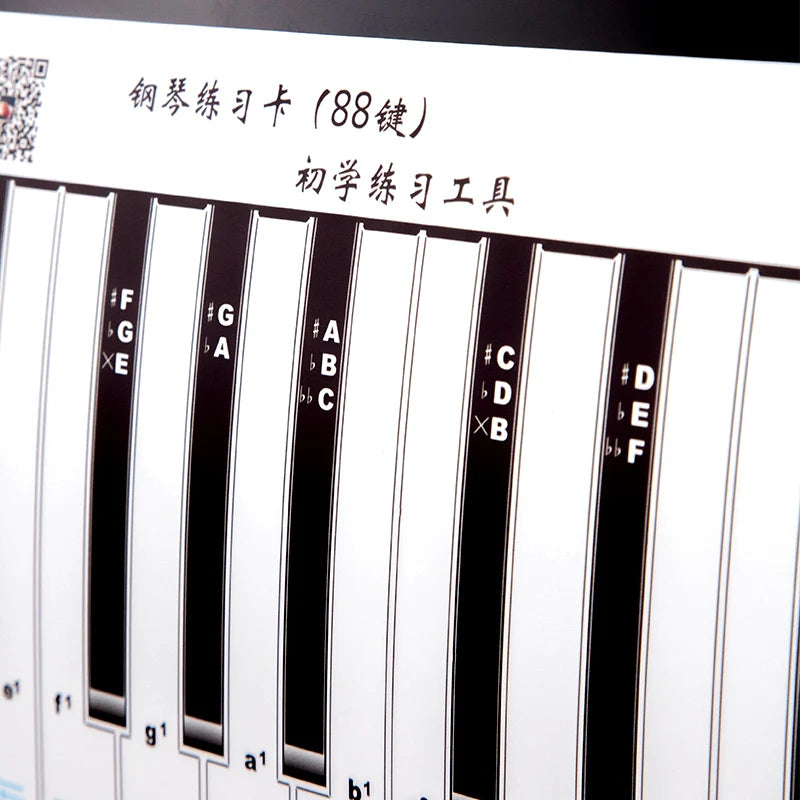 Piano 88-Key 1:1 Keyboard Practice Sheet Portable Beginner Fingering Hand Position Practice Staff Notation Keyboard Comparison Chart
