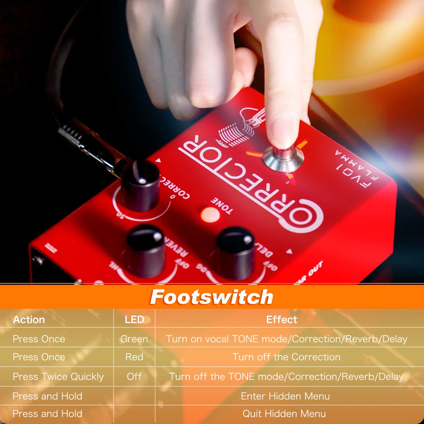 FLAMMA FV01 Vocal Effects Processor Pitch Correction with Delay Reverb Effects for Microphone Amplifier Stompbox Guitar
